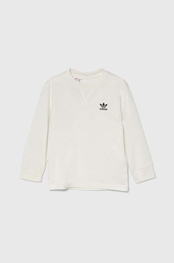 Dětská bavlněná mikina adidas Originals LONG SLEEVE bílá barva, s aplikací, IX9823