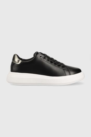 Kožené sneakers boty Calvin Klein Hw0hw01517 Raised Cupsole Lace Up černá barva