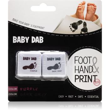 Baby Dab Foot & Hand Print Purple & Grey barva na dětské otisky 2 ks 2 ks