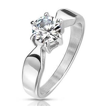 Šperky4U Ocelový prsten se zirkonem - velikost 52 - OPR1773-52