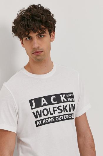 Tričko Jack Wolfskin pánské, bílá barva, s potiskem