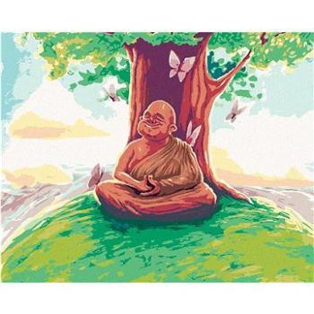 Diamondi - Diamantové malování - BUDDHA SEDÍCÍ POD STROMEM UMĚNÍ, 40x50 cm, bez rámu a bez vypnutí p (604938A)