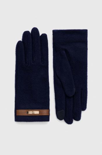 Vlněné rukavice Lauren Ralph Lauren dámské, tmavomodrá barva