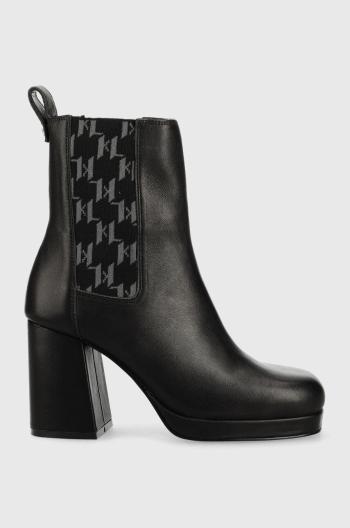 Kožené kotníkové boty Karl Lagerfeld Lavinia Iii dámské, černá barva, na podpatku