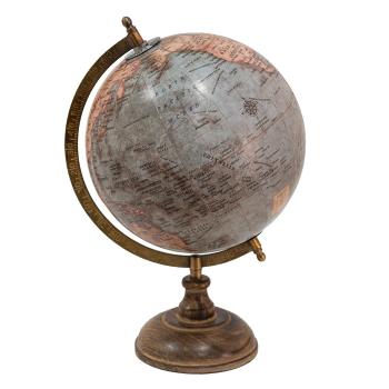 Modrý dekorativní glóbus na dřevěném podstavci Globe - 22*22*37 cm 64915