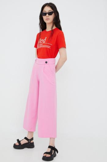 Kalhoty JDY dámské, fialová barva, jednoduché, medium waist