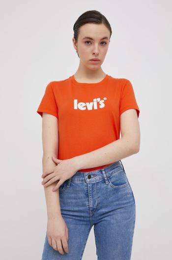 Bavlněné tričko Levi's oranžová barva