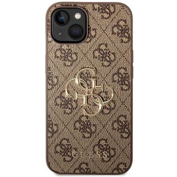 Guess PU 4G Metal Logo Zadní Kryt pro iPhone 14 Brown (GUHCP14S4GMGBR)