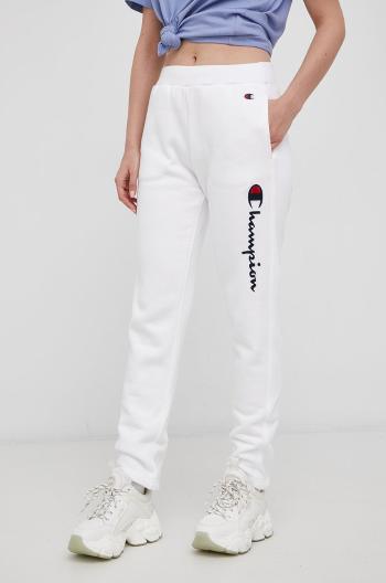 Kalhoty Champion 114471 dámské, bílá barva, s aplikací