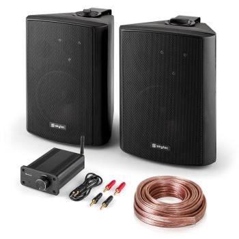 Skytec Bluetooth Play BK, PA HiFi set, dva reproduktory, mini zesilovač s bluetooth, kabel