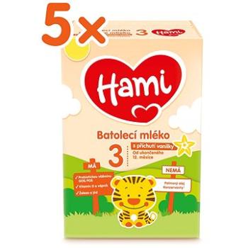 Hami 3 batolecí mléko s příchutí vanilky 5× 600 g (5900852931116)