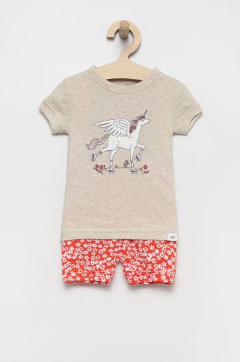 Dětské bavlněné pyžamo GAP šedá barva, s potiskem