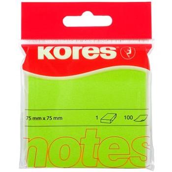 KORES 75 x 75 mm, 100 lístků, zelený neon (47077)