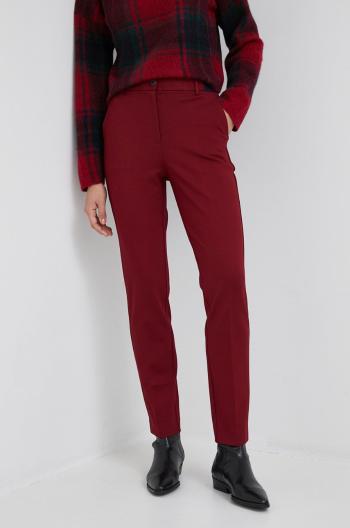 Kalhoty Tommy Hilfiger dámské, vínová barva, jednoduché, high waist