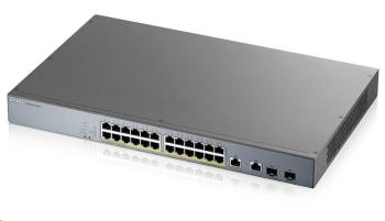 Zyxel GS1350-26HP 26 Port smart managed CCTV PoE switch, long range, 375W, 24x GbE, 2x combo RJ45/SFP