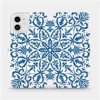 Flipové pouzdro na mobil Apple iPhone 12 - ME01P Modré květinové vzorce (5903516374304)