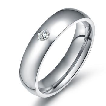 Ziskoun Dámský prsten z chirurgické oceli se zirkonem v imitaci diamantu- stříbrný SR000023 Velikost: 6