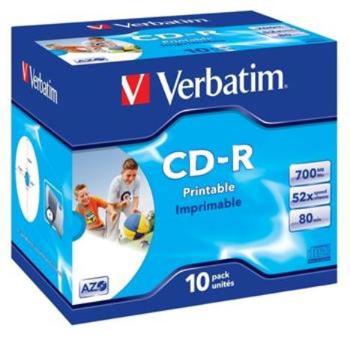 Verbatim CD-R 700MB 52x, printable, jewel, 10ks (43325), 43325