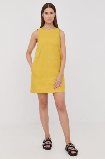 Plátěné šaty Marella žlutá barva, mini