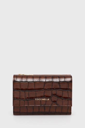 Kožená peněženka Coccinelle hnědá barva