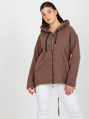 HNĚDÁ ASYMETRICKÁ MIKINA -RV-BL-8266.34P-BROWN Velikost: ONE SIZE