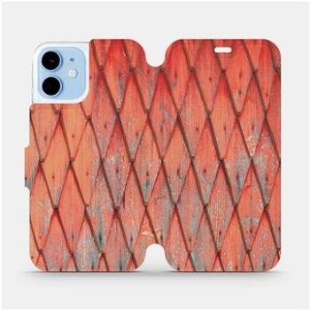 Flipové pouzdro na mobil Apple iPhone 12 mini - MK01S Oranžový vzor dřeva (5903516373529)