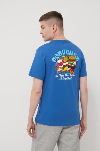 Bavlněné tričko Converse tyrkysová barva, s potiskem