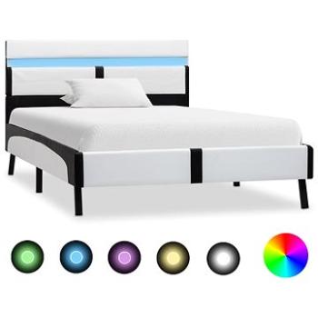 Rám postele s LED světlem bíločerný umělá kůže 90x200 cm (280297)