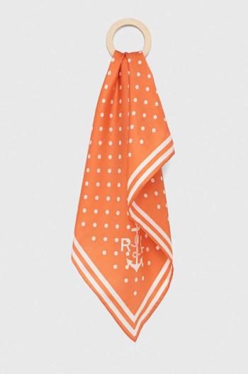 Hedvábný šátek Lauren Ralph Lauren oranžová barva