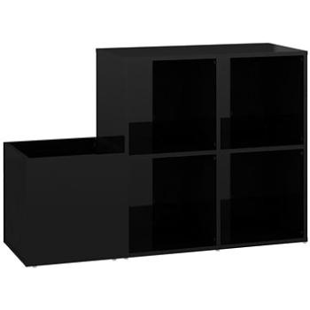 Botník do předsíně černý vysoký lesk 105x35,5x70 cm dřevotříska, 808258 (808258)