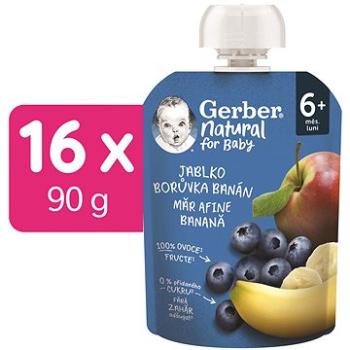 GERBER Natural kapsička jablko, borůvka a banán 16× 90 g (8445290308221)