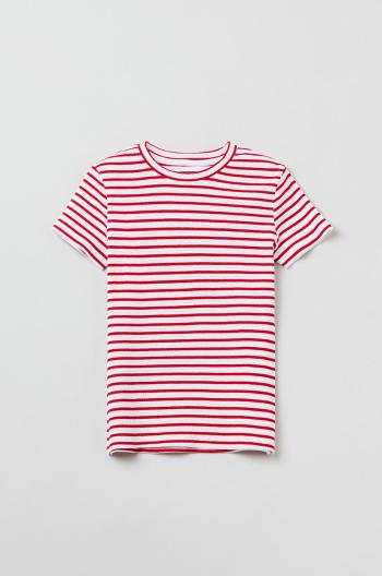 Dětské bavlněné tričko OVS červená barva