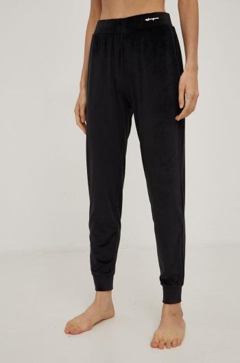 Pyžamové kalhoty Emporio Armani Underwear dámské, černá barva, jednoduché, medium waist