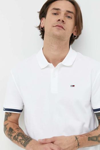 Polo tričko Tommy Jeans , bílá barva, s aplikací