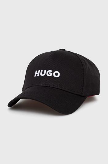 Čepice HUGO černá barva, s aplikací