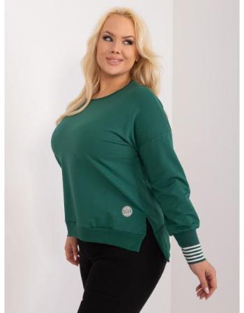 Dámská halenka plus size s manžetami tmavě zelená  