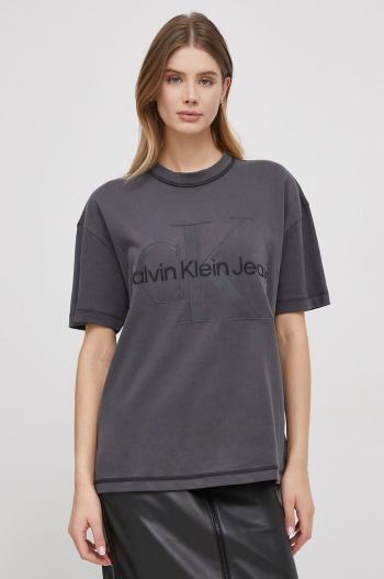 Bavlněné tričko Calvin Klein Jeans šedá barva, J20J222974