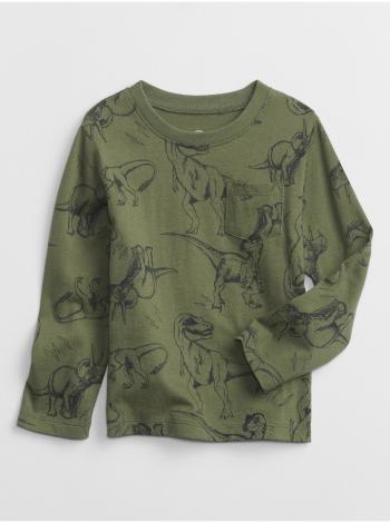 Zelené klučičí tričko long sleeve dinosaurian print t-shirt