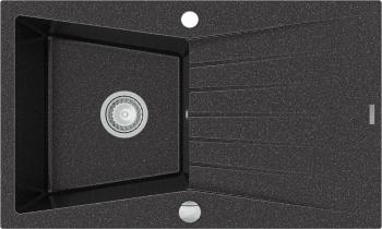 MEXEN Cesar granitový dřez 1-mísa dřez s odkapávač 775x470 mm, černá mottled 6514771010-76