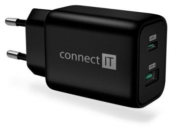 Connect IT Wanderer2 GaN nabíjecí adaptér 1×USB-C + 1xUSB-A, 33W PD, černý (CWC-2080-BK)