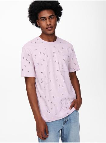 Růžové vzorované tričko ONLY & SONS Prove