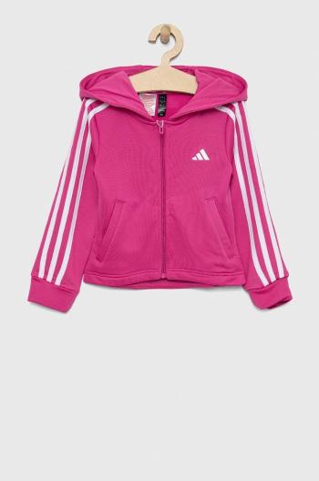 Dětská mikina adidas G TR-ES 3S růžová barva, s kapucí, hladká