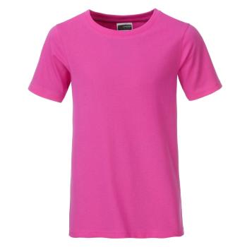 James & Nicholson Klasické chlapecké tričko z biobavlny 8008B - Růžová | XXL
