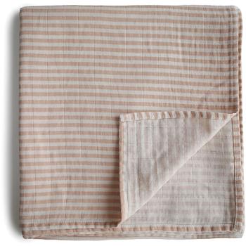 Mushie Muslin Swaddle Blanket Organic Cotton zavinovačka Natural Stripe 120cm x 120cm 1 ks