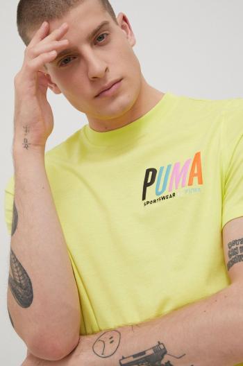 Bavlněné tričko Puma 533623 žlutá barva, s aplikací