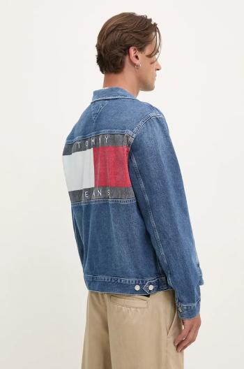 Džínová bunda Tommy Jeans pánská, modrá barva, přechodná, DM0DM20495