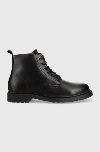 Kožené boty Jack & Jones Hastings pánské, černá barva