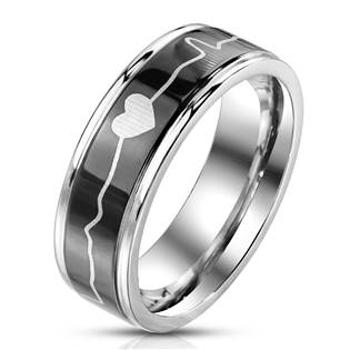 Šperky4U Ocelový prsten Heartbeat - velikost 58 - OPR1760-58