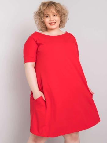 ČERVENÉ ŠATY S KAPSAMI BELLAMY RV-SK-6639.02X-RED Velikost: 4XL