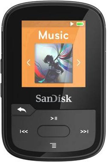 MP3 přehrávač SanDisk 16 GB, upevňovací klip, Bluetooth, voděodolný, černá